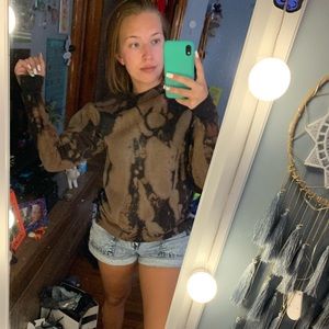 Marbled black crew neck sweatshirt with ties S